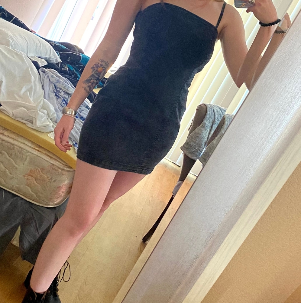 Garage Brand Black Fitted Denim Mini Dress